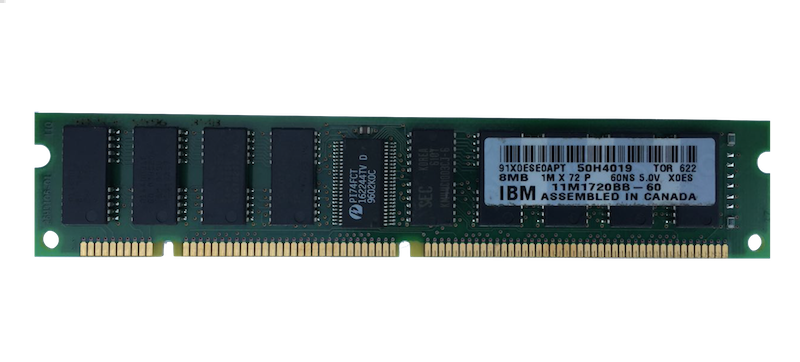 Memory, DIMM DRAM 8MB, 60ns, 168 Pin Parity